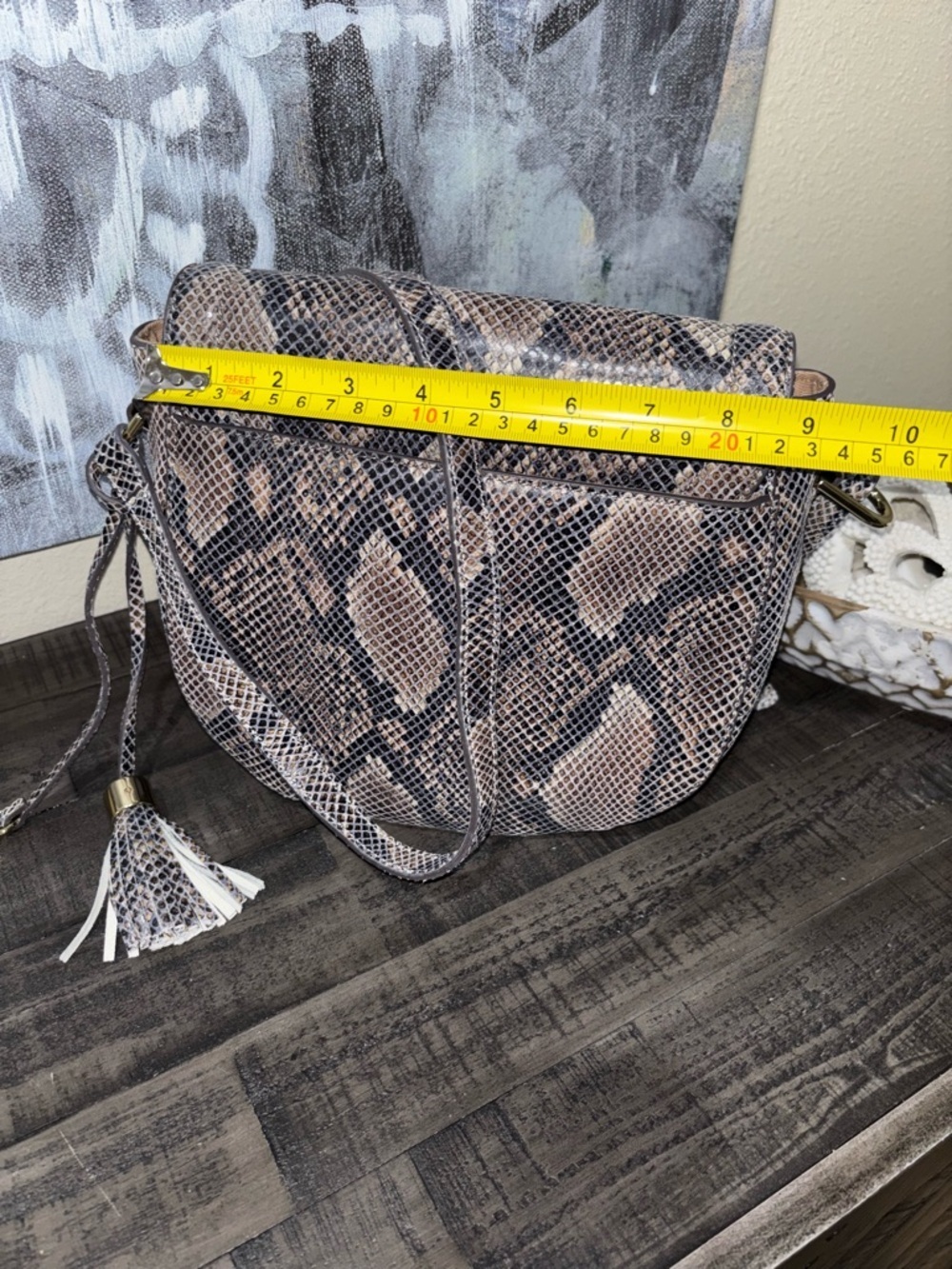G.I.L.I. Leather Printed Saddle Bag Black Python Snake​​ - Picture 7 of 12